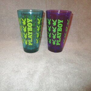 SET Of 2 PLAYBOY BUNNY Highball GLASSES Club TALL Mid Century Modern VINTAGE
